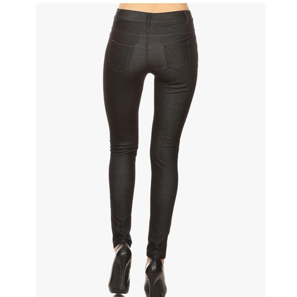 NWT YELETE Black Wash 5 Pocket Knit Stretch Jeans Sz L/XL 10 12 14 - Picture 5 of 5